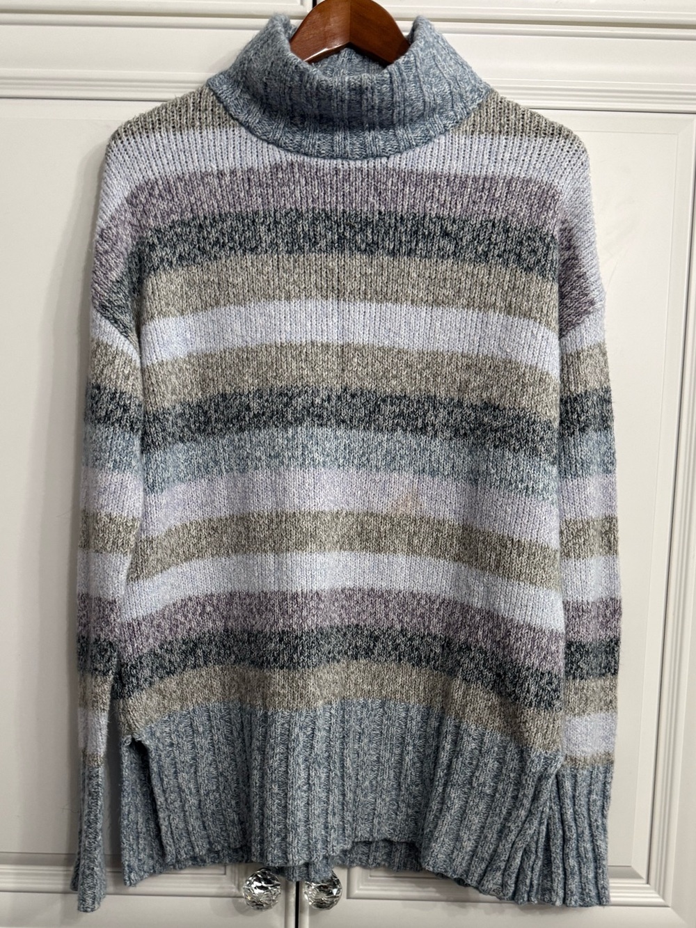 Eddie Bauer Striped Turtleneck Marled Knit Pullover Sweater Space-Dye Women's S